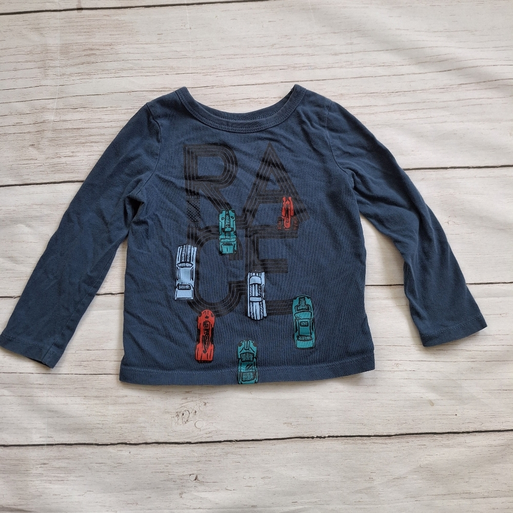 Joe Fresh 18-24M Blue Race Car Long Sleeve TShirt